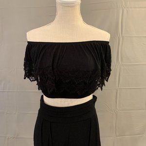 Never worn! Forever 21 Black Off-the-Shoulder Crop Top